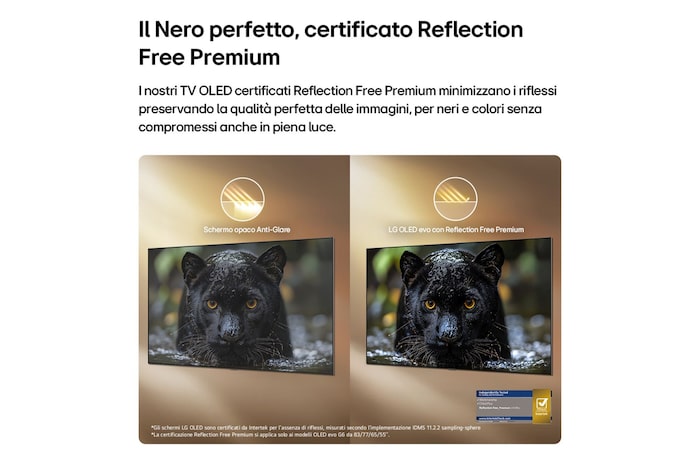 Certificato Reflection Free Premium TV OLED77G64LW 2026